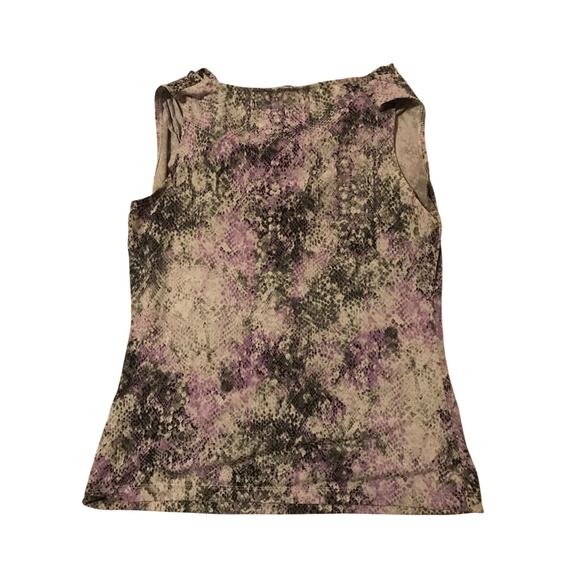 Calvin Klein ladies snakeskin mob wife sleeveless blouse Sz Small Purple office - Picture 6 of 6